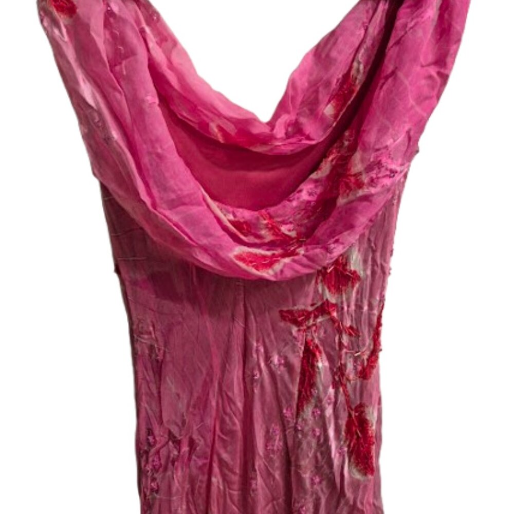 STUNNING Vintage Y2K Sue Wong Beaded Silk Floral Maxi Pink Dress RARE!!! Sz 8 - Picture 6 of 10